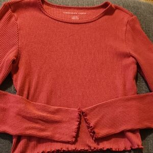 American Eagle Outfitters Red Ribbed Women's Top